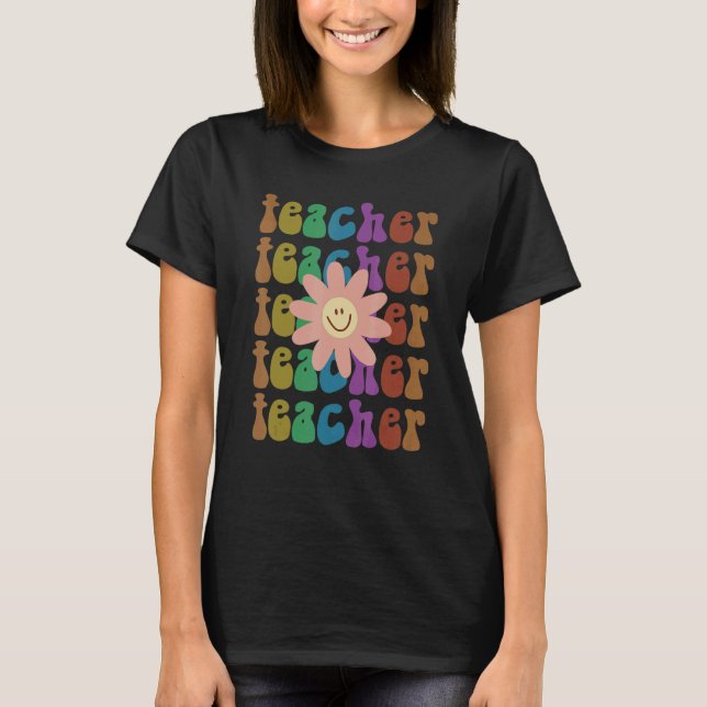 Camiseta Groovy TEACHER Sonrisa I Enseñar Escuela Primaria  (Anverso)