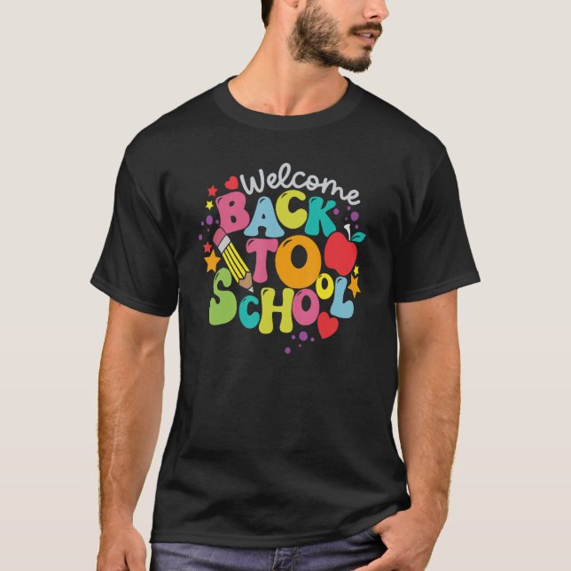 Camiseta Groovy Teacher Vibes Elementary Retro Welcome Back (Anverso)
