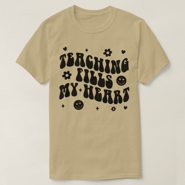 Camiseta Groovy Teaching Fills My Heart Teacher Life Back T (Diseño del anverso)