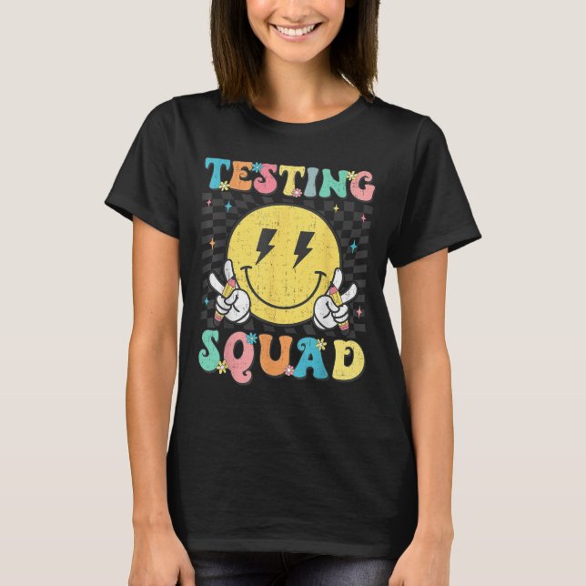 Camiseta Groovy Test Day Testing Squad Motivation Teacher S (Anverso)