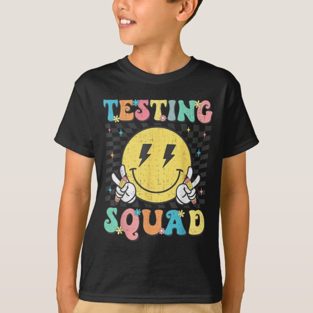 Camiseta Groovy Test Day Testing Squad Motivation Teacher S (Anverso)