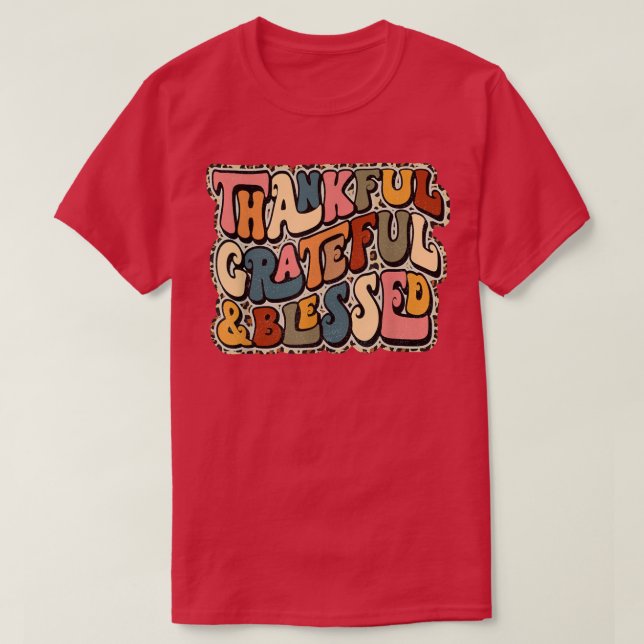 Camiseta Groovy Thankful Grateful Blessed Fall Season Thank (Diseño del anverso)