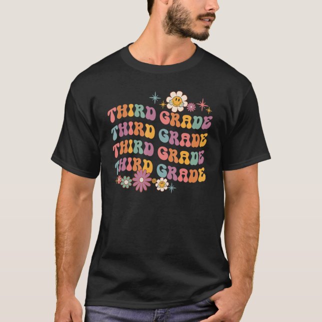 Camiseta Groovy Third Grade Vibes Retro Kids Teachers Back  (Anverso)