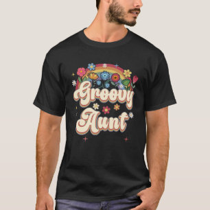Camiseta Groovy Tía Retro Hippie Signo de paz Madres floral