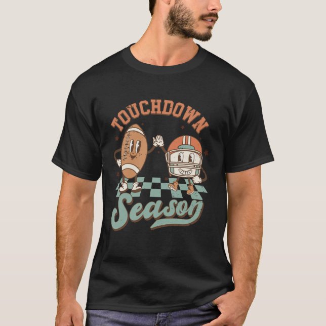 Camiseta Groovy Touchdown Season Football Lightning Bolt Ga (Anverso)