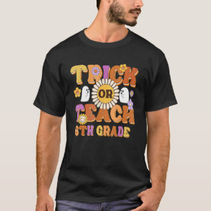 Camiseta Groovy Trick o Teach Retro Fantasma Floral 6º Grad