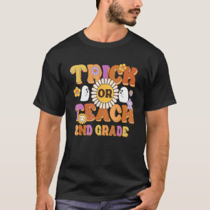 Camiseta Groovy Trick o Teach Retro Floral Ghost 2º Grado