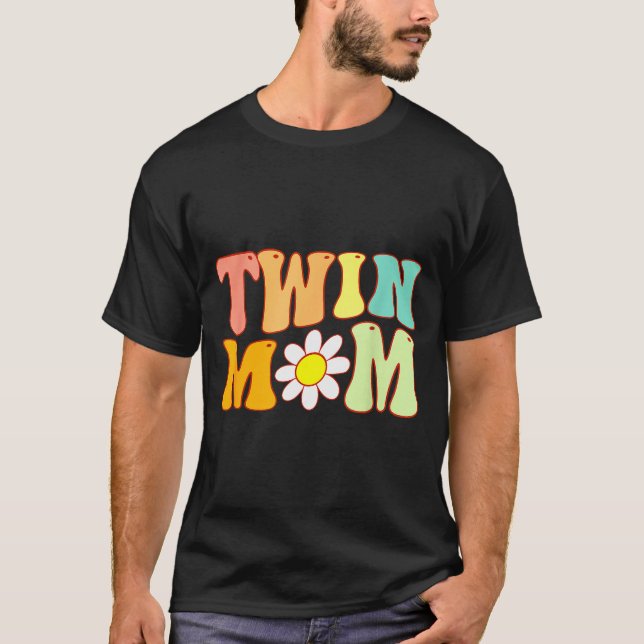 Camiseta Groovy Twin Mama Funny Mother's Day For New Mom Of (Anverso)