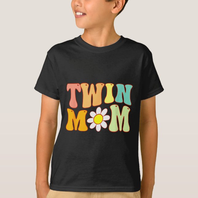 Camiseta Groovy Twin Mama Funny Mother's Day For New Mom Of (Anverso)