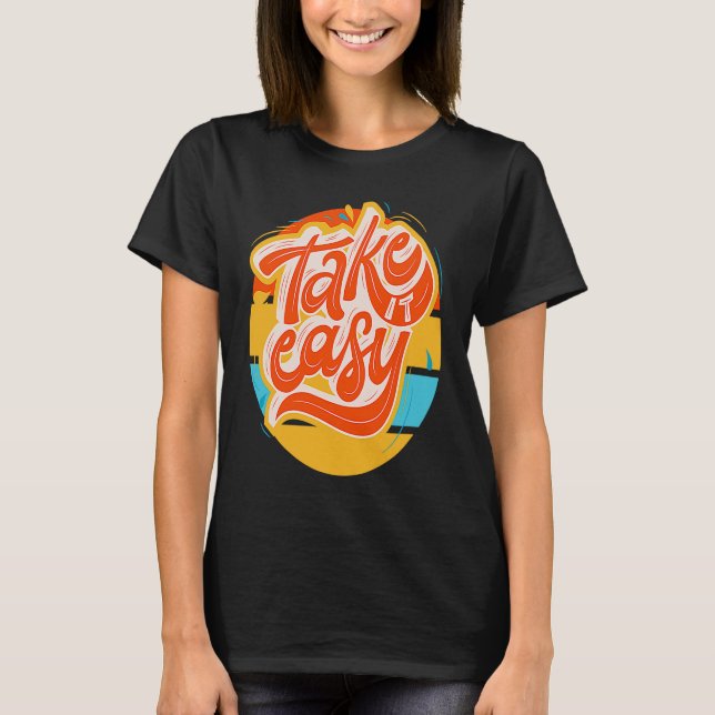 Camiseta Groovy u201CTake easyu201D retro funky (Anverso)