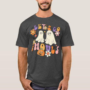 Camiseta Groovy Vamos Ghouls Floral Cute Fantasma Hippie Ha