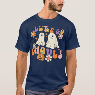 Camiseta Groovy Vamos Ghouls Floral Cute Fantasma Hippie Ha