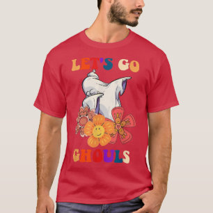 Camiseta Groovy Vamos Ghouls Floral Fantasma Hippie Hallowe
