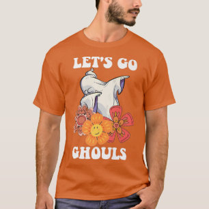 Camiseta Groovy Vamos Ghouls Floral Fantasma Hippie Hallowe
