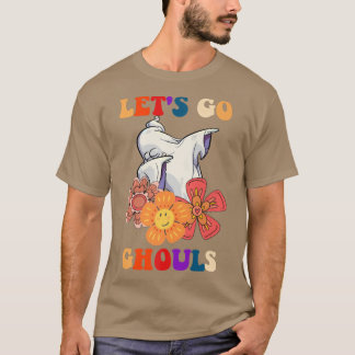 Camiseta Groovy Vamos Ghouls Floral Fantasma Hippie Hallowe