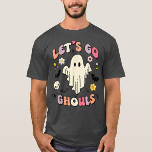 Camiseta Groovy Vamos Ghouls Floral Fantasma Hippie Hallowe