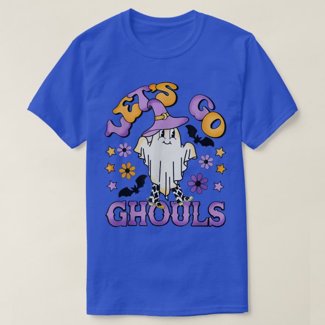 Camiseta Groovy Vamos Ghouls Floral Fantasma Hippie Hallowe (Diseño del anverso)