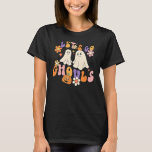 Camiseta Groovy Vamos Ghouls Floral Fantasma Hippie Hallowe