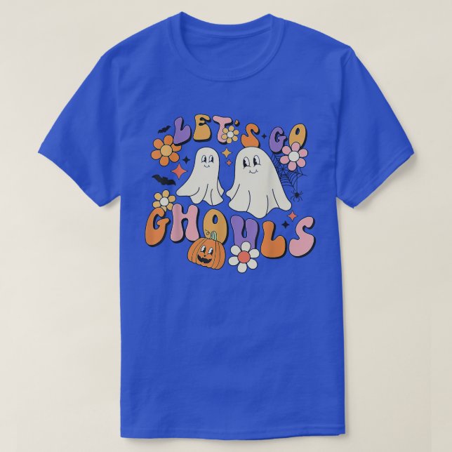 Camiseta Groovy Vamos Ghouls Floral Fantasma Hippie Hallowe (Diseño del anverso)