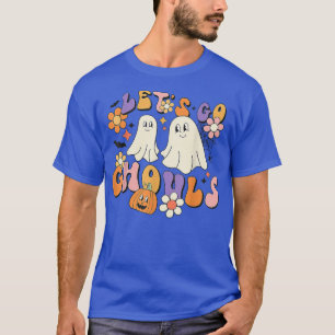 Camiseta Groovy Vamos Ghouls Floral Fantasma Hippie Hallowe