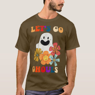 Camiseta Groovy Vamos Ghouls Floral Fantasma Hippie Hallowe