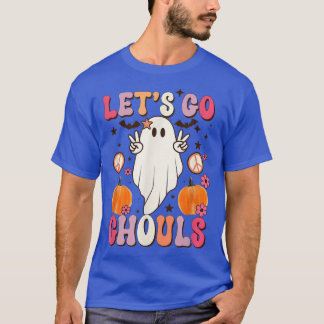 Camiseta Groovy Vamos Ghouls Floral Fantasma Hippie Hallowe