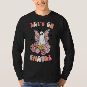 Camiseta Groovy Vamos Ghouls Floral Fantasma Hippie Hallowe