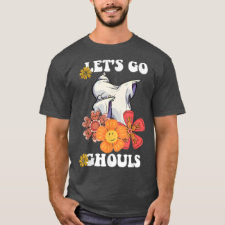 Camiseta Groovy Vamos Ghouls Floral Fantasma Hippie Hallowe