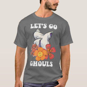 Camiseta Groovy Vamos Ghouls Floral Fantasma Hippie Hallowe