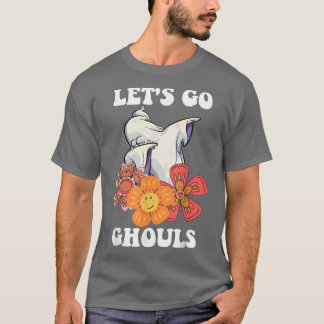 Camiseta Groovy Vamos Ghouls Floral Fantasma Hippie Hallowe