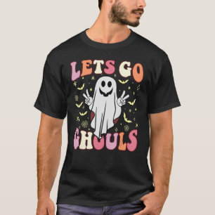 Camiseta Groovy Vamos Ghouls Floral Fantasma Hippie Retro H