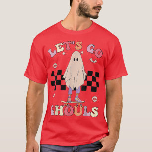 Camiseta Groovy Vamos Ghouls Retro Vestido Fantasma Floral