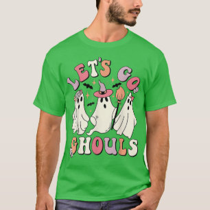Camiseta Groovy Vamos Ghouls Retro Vestido Fantasma Floral