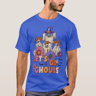 Camiseta Groovy Vamos Ghouls Retro Vestido Fantasma Floral