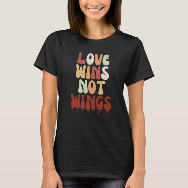Camiseta Groovy Vegan Love Wins Not Wings Shirt Women Retro (Anverso)
