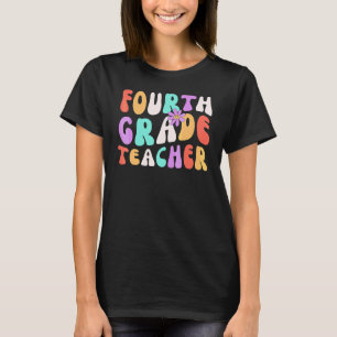 Camiseta Groovy Vintage 4to Cuarto Grado Maestro De Vuelta 