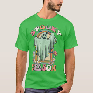 Camiseta Groovy Vintage Fantasma Floral Cute Halloween Fant