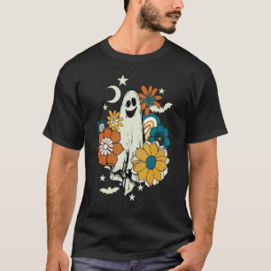 Camiseta Groovy Vintage Fantasma Floral Cute Halloween Fant
