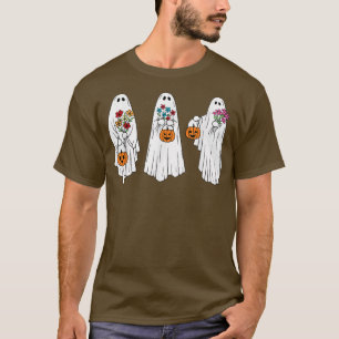 Camiseta Groovy Vintage Fantasma Floral Cute Halloween Fant
