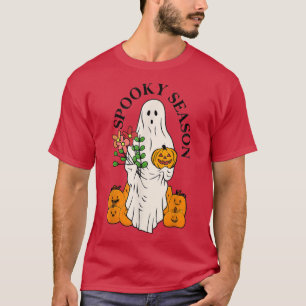 Camiseta Groovy Vintage Fantasma Floral Cute Halloween Fant