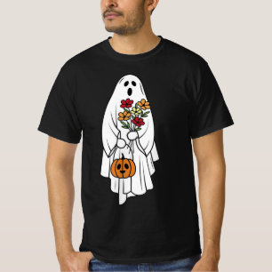 Camiseta Groovy Vintage Floral Ghost Cute Halloween Spooky 