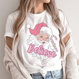 Camiseta Groovy Vintage Pink Santa Claus cree Navidades