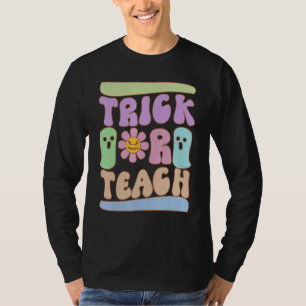Camiseta Groovy Vintage Truco o Enseña Halloween Profesor T