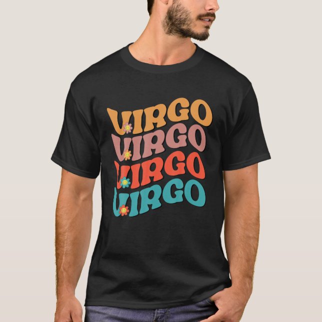 Camiseta Groovy Virgo Zodiac cumpleaños Virgo Regalos (Anverso)