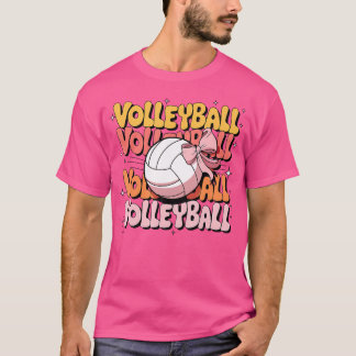 Camiseta Groovy Voleibol Coquette Bow Volleyball Lover Vo