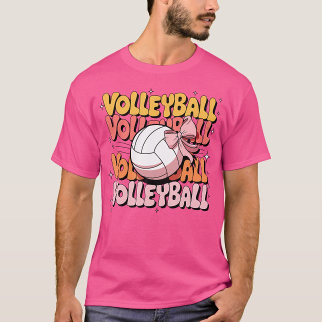 Camiseta Groovy Voleibol Coquette Bow Volleyball Lover Vo (Anverso)
