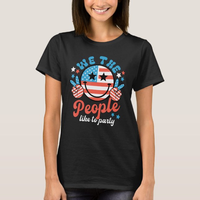 Camiseta Groovy We The People Smile Face History 1776 Indep (Anverso)