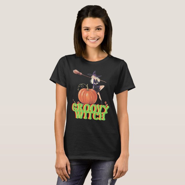 Camiseta GROOVY WITCH brujas divertidas de Halloween (Anverso completo)