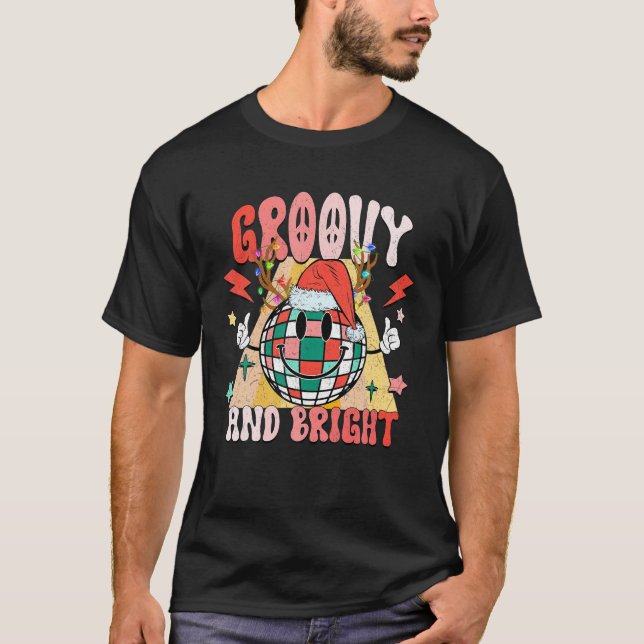 Camiseta Groovy Y Bright Disco Ball Santa Happy Face Chris (Anverso)