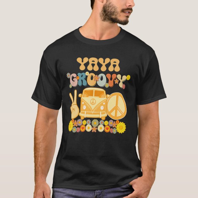 Camiseta Groovy Yaya Retro Matanza de Baby Shower familiar (Anverso)
